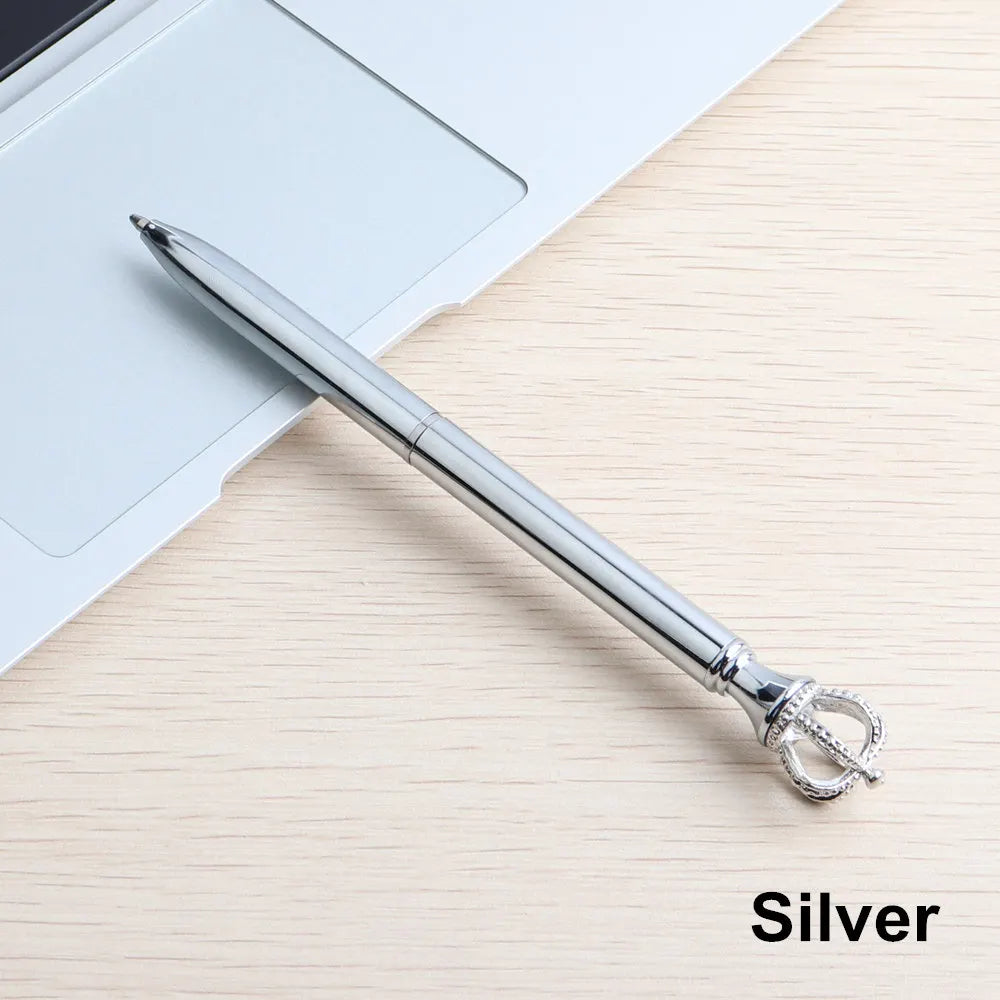 GENKKY Pen Exquisite Shining Crown Ballpoint Pen Crystal Diamond Writing Tool Office Supplies Student Stationer Silver RoseGold