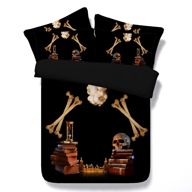 Luxury 3D Skull Bedding Set | Cool Rock Skeleton Design Duvet Cover Set | 4-Piece TENCEL Bedding in Full, Twin, Queen, King Sizes - Premium blanket from Lizard Vigilante - Just $139.99! Shop now at Lizard Vigilante