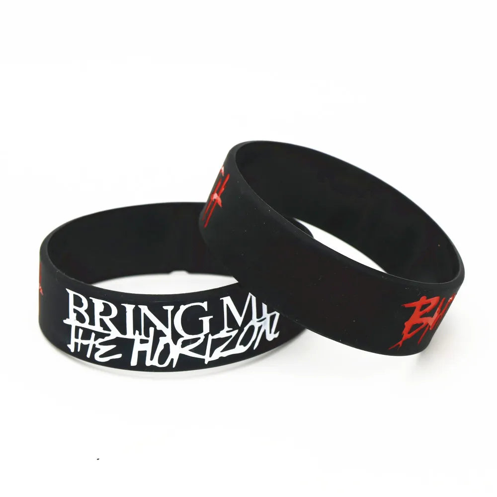 BMTH Bring Me The Horizon Metal Silicone Wristband - Wide Letter Band for Rock Fans - Premium bracelets from Lizard Vigilante - Just $18.99! Shop now at Lizard Vigilante