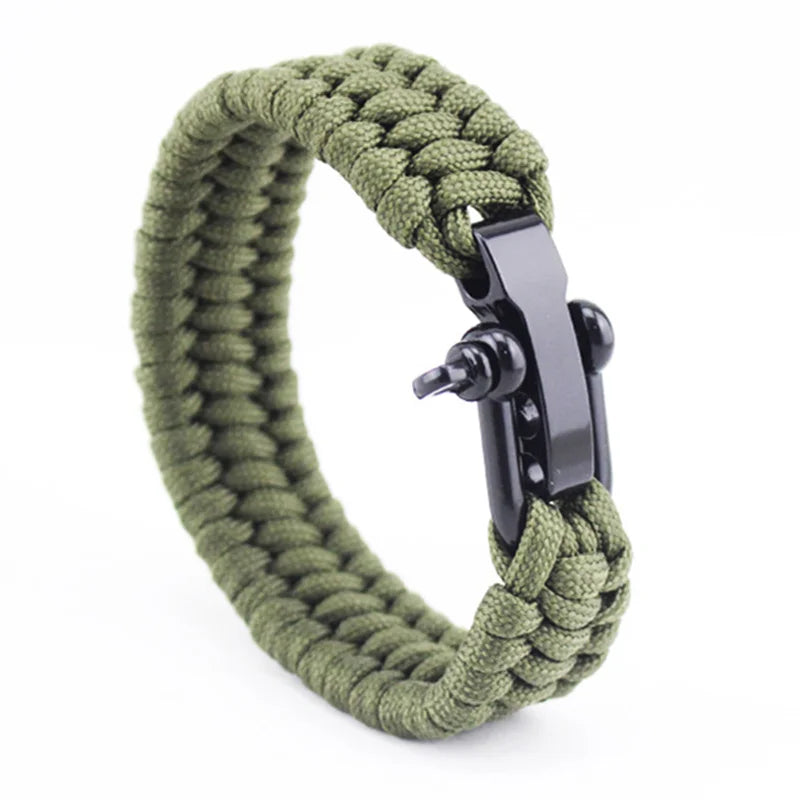 Outdoor Camping Paracord Survival Braided Rope Bracelet Men Black Stainless Steel Adjustable Clasp Pulsera Hombre - Premium  from Lizard Vigilante - Just $6.99! Shop now at Lizard Vigilante