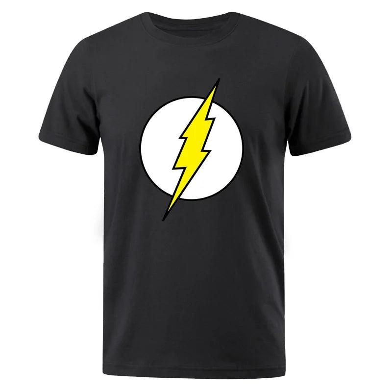 The BIG BANG Theory T Shirt The Lightning Print Flash T-Shirt For Men Cotton Oversized Clothing Casual Street Short Sleeved Funny Tees - Lizard Vigilante