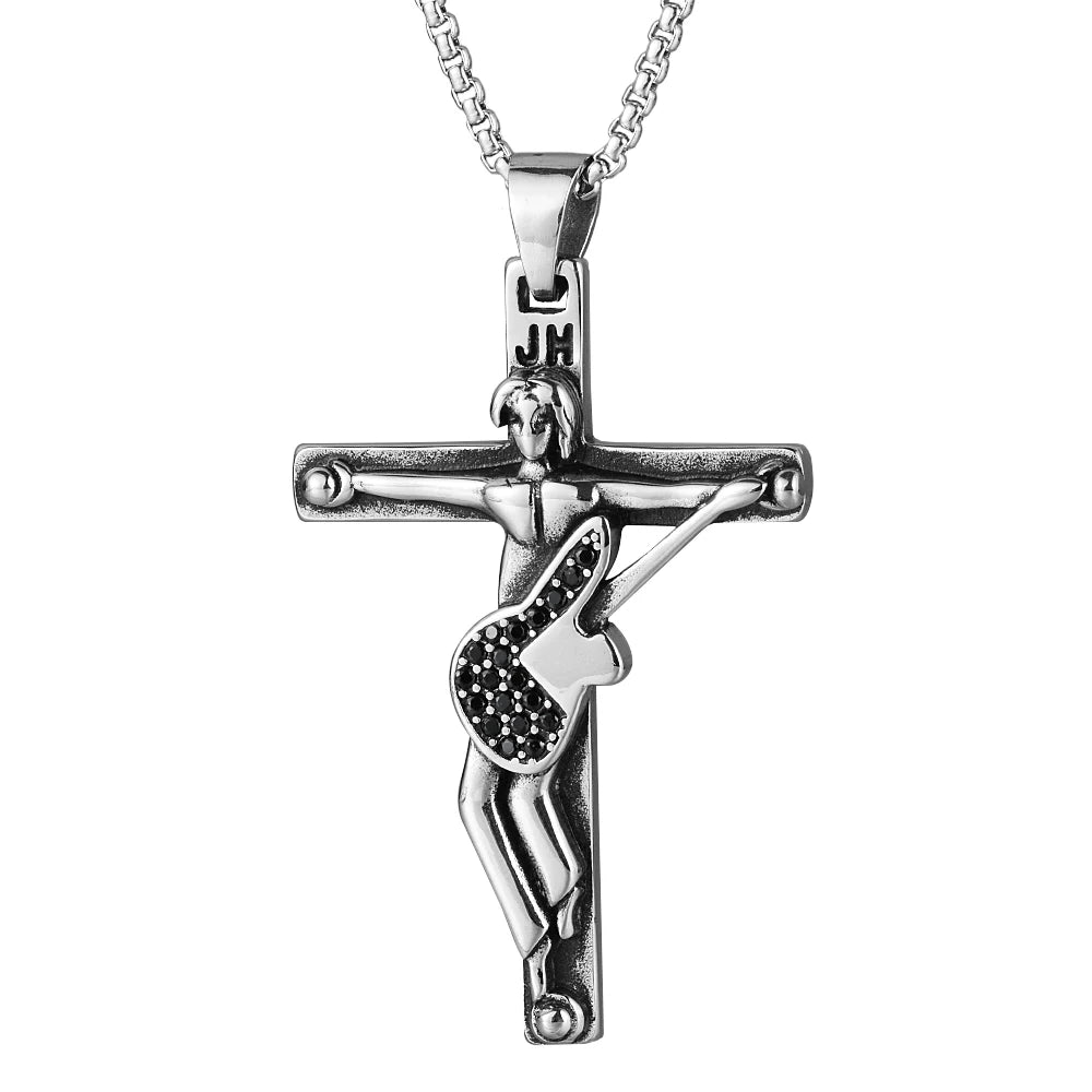 The French Thunder Cross Necklace — Johnny Hallyday Guitar Soul Pendant