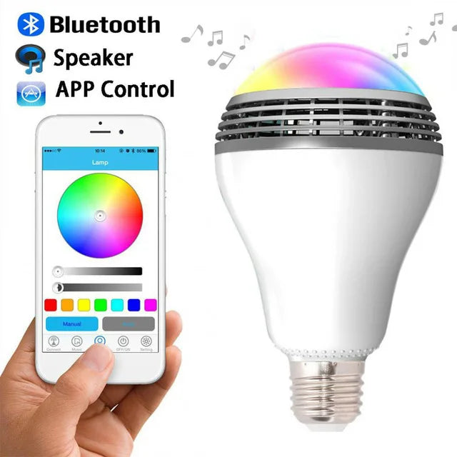 New  E27 Bluetooth 4.0 Wireless BulbSpeakers Smart RGB LED Audio Speaker Light Bulb Lamp For All phone 110V - 220V Speakers