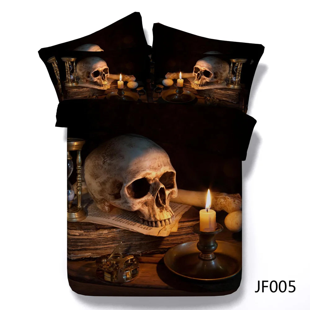 Luxury 3D Skull Bedding Set | Cool Rock Skeleton Design Duvet Cover Set | 4-Piece TENCEL Bedding in Full, Twin, Queen, King Sizes - Premium blanket from Lizard Vigilante - Just $139.99! Shop now at Lizard Vigilante