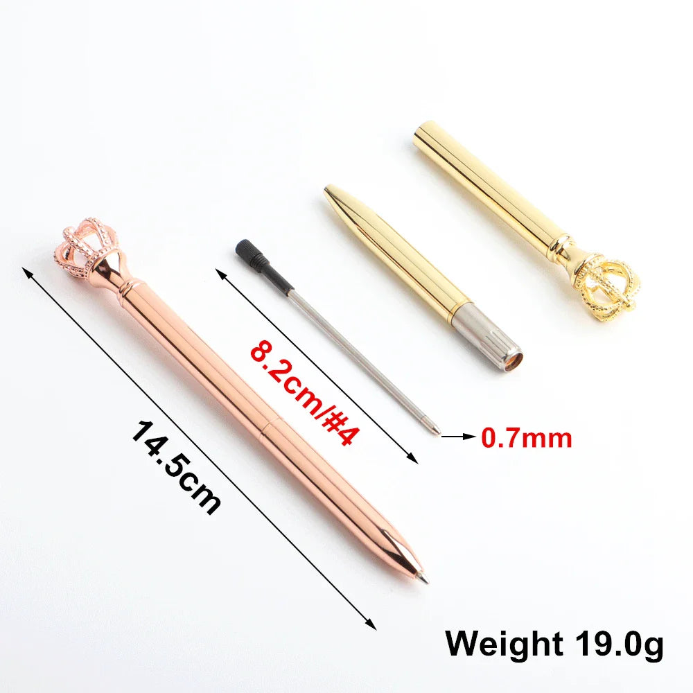 GENKKY Pen Exquisite Shining Crown Ballpoint Pen Crystal Diamond Writing Tool Office Supplies Student Stationer Silver RoseGold