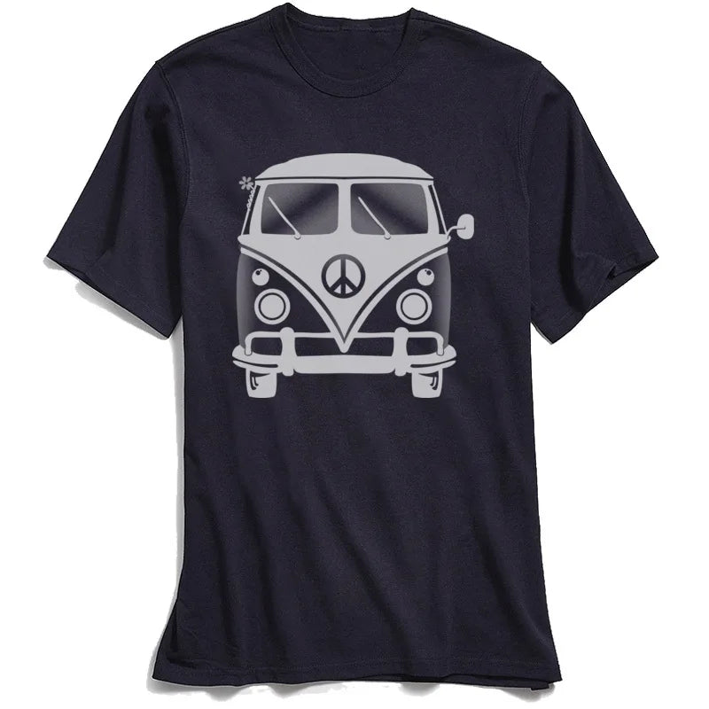 NO SIGNAL: 80s Hippie Van Crash-Land Tee – Black Cotton Chaos for School Day Rebels - Premium tee from Lizard Vigilante - Just $22.99! Shop now at Lizard Vigilante