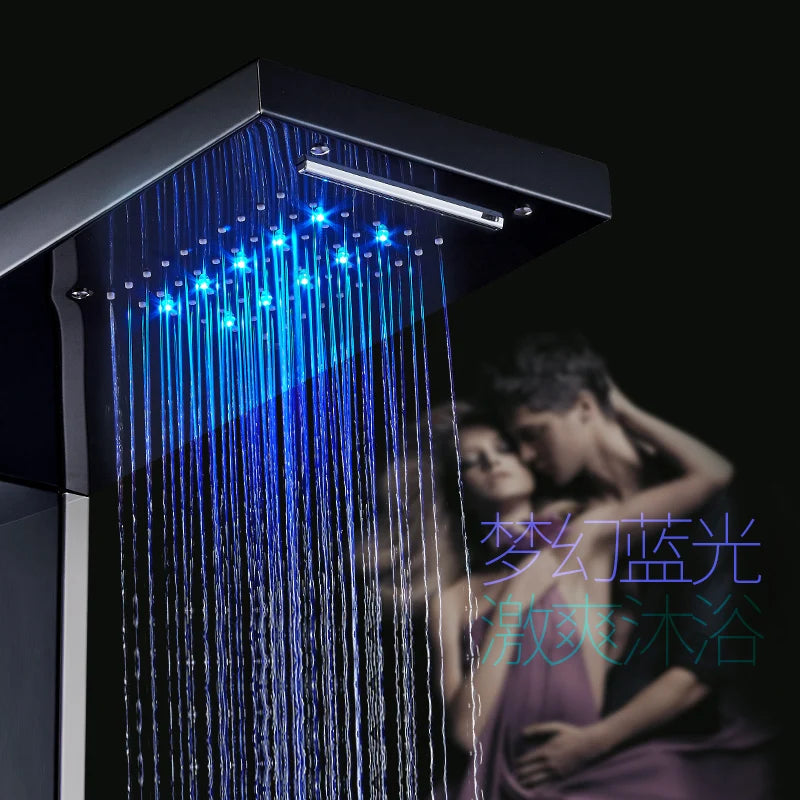 Luxury LED Shower Column Faucet Brushed Nickel SPA Massage Jet Shower Panel Tower Tap Digital Temperature Screen Bathroom Faucet - Premium  from Lizard Vigilante - Just $180.99! Shop now at Lizard Vigilante