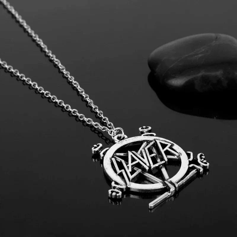 Slayer Show No Mercy Pentagram Band Logo Pendant Necklace Gothic Punk Heavy Metal Thrash Band Jewelry For Men Women Fans - Lizard Vigilante