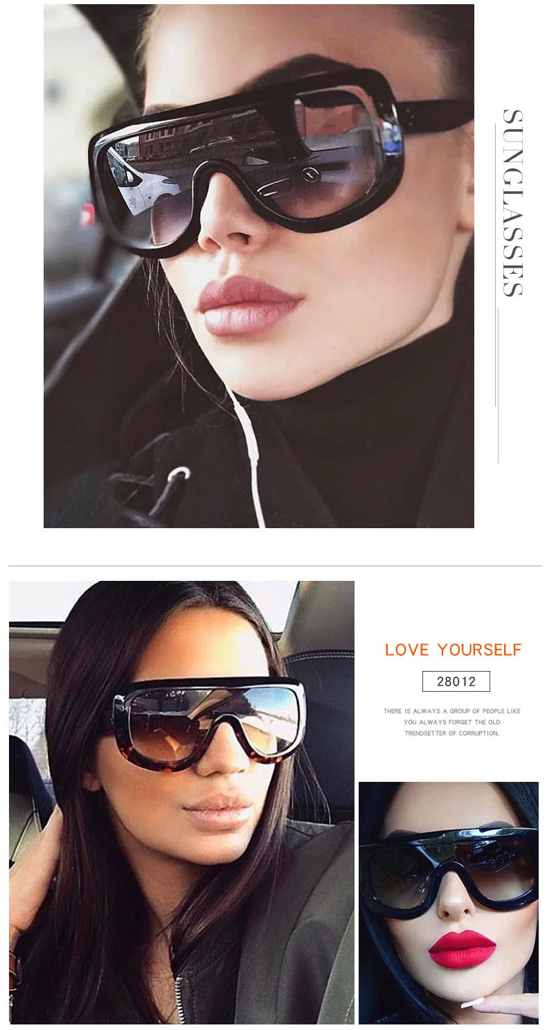 WHO CUTIE 2025 Oversized Sunglasses Women Brand Designer Shield Big Frame Flat Top Gradient Lens Sun Glasses Shades Lady OM87B - Premium  from Lizard Vigilante - Just $18.99! Shop now at Lizard Vigilante
