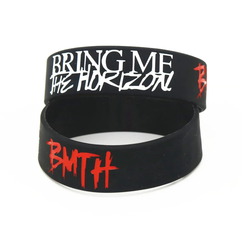 BMTH Bring Me The Horizon Metal Silicone Wristband - Wide Letter Band for Rock Fans - Premium bracelets from Lizard Vigilante - Just $18.99! Shop now at Lizard Vigilante