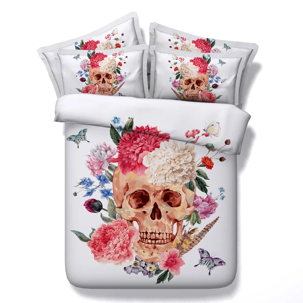 Luxury 3D Skull Bedding Set | Cool Rock Skeleton Design Duvet Cover Set | 4-Piece TENCEL Bedding in Full, Twin, Queen, King Sizes - Premium blanket from Lizard Vigilante - Just $139.99! Shop now at Lizard Vigilante