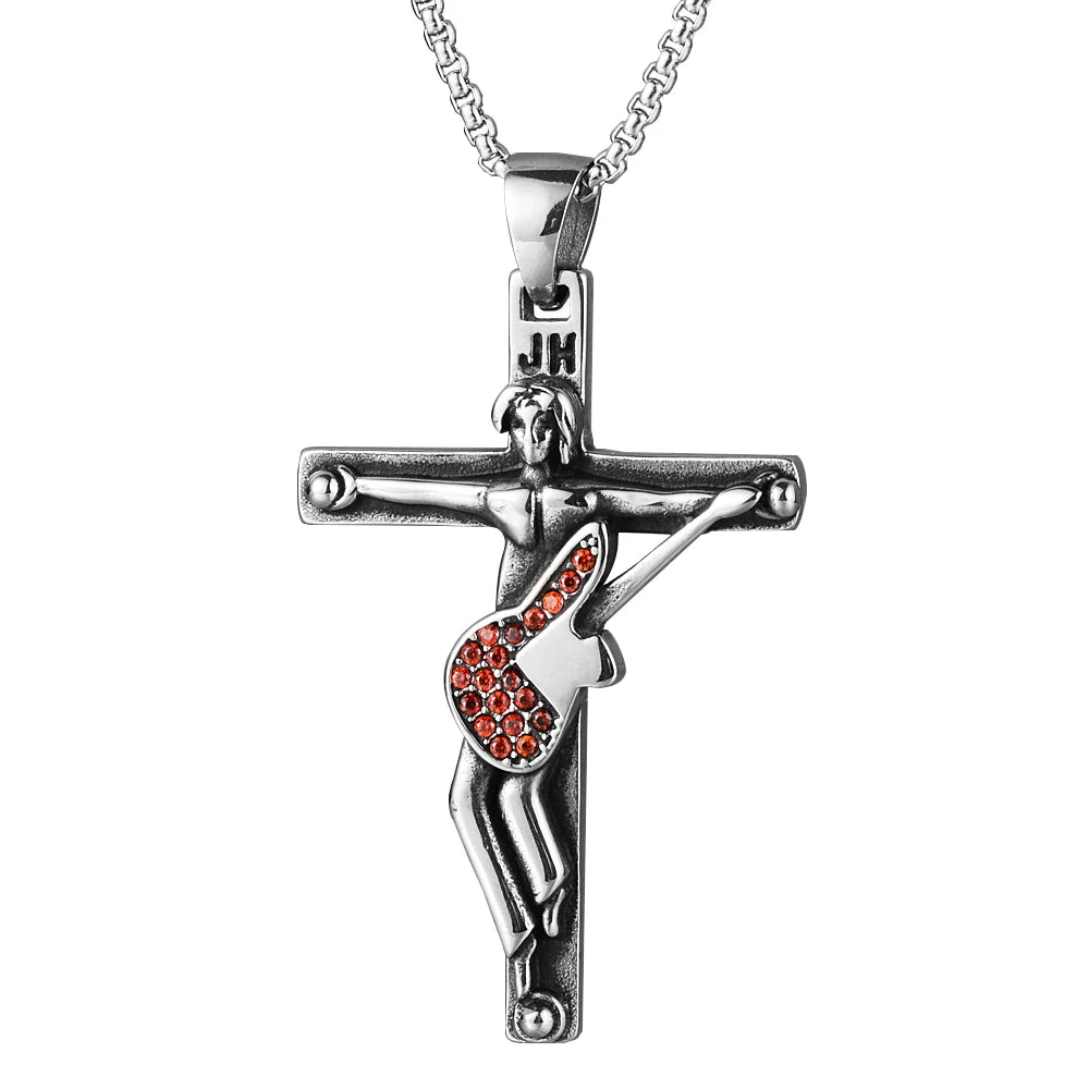 The French Thunder Cross Necklace — Johnny Hallyday Guitar Soul Pendant