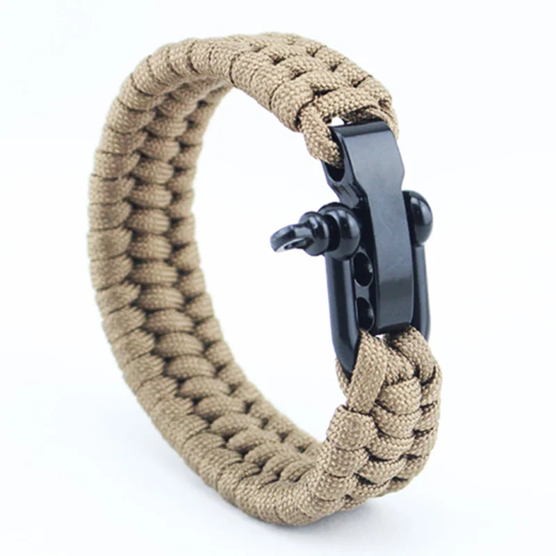 Outdoor Camping Paracord Survival Braided Rope Bracelet Men Black Stainless Steel Adjustable Clasp Pulsera Hombre - Premium  from Lizard Vigilante - Just $6.99! Shop now at Lizard Vigilante