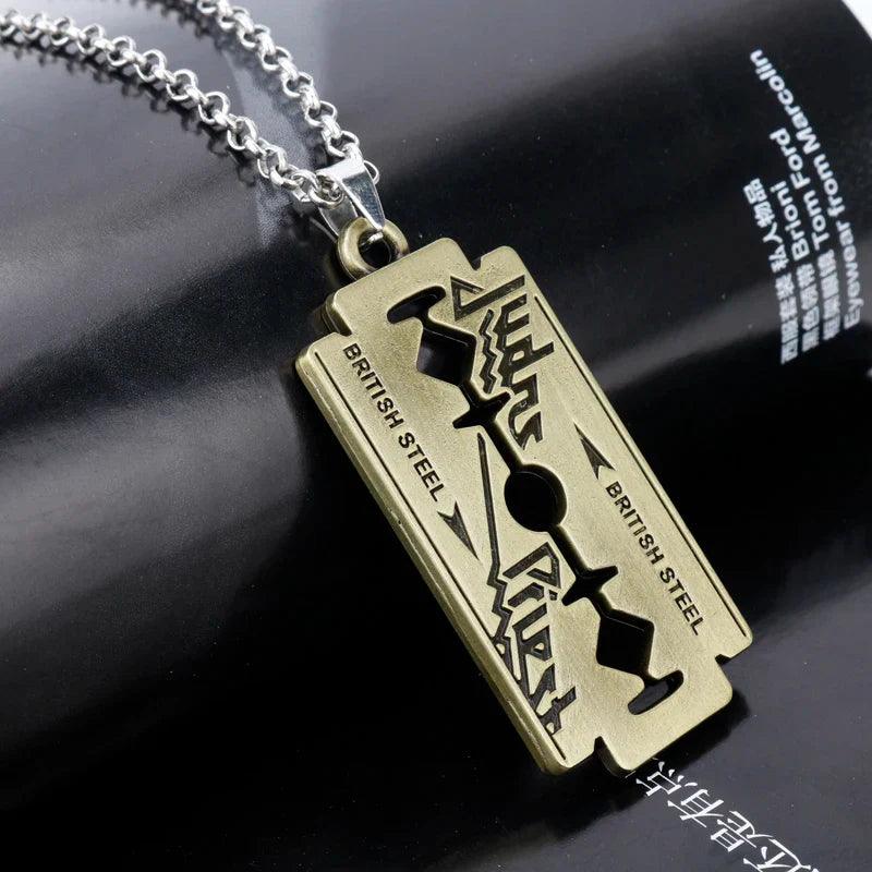 Metal Rock Band Judas Priest Blade Razor Shape Pendant Batman Necklace Long Chain Men Metal Necklace - Lizard Vigilante