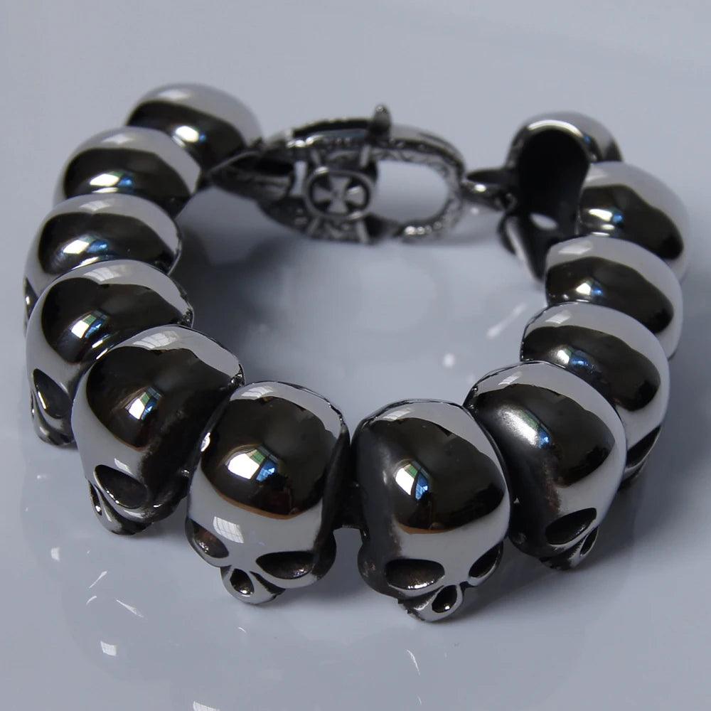 punk cool skull shiny head  men/boy's stainless steel  chain bracelet men jewelry bracelet bangle - Premium  from Lizard Vigilante - Just $42.99! Shop now at Lizard Vigilante