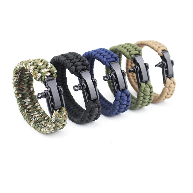Outdoor Camping Paracord Survival Braided Rope Bracelet Men Black Stainless Steel Adjustable Clasp Pulsera Hombre - Premium  from Lizard Vigilante - Just $6.99! Shop now at Lizard Vigilante