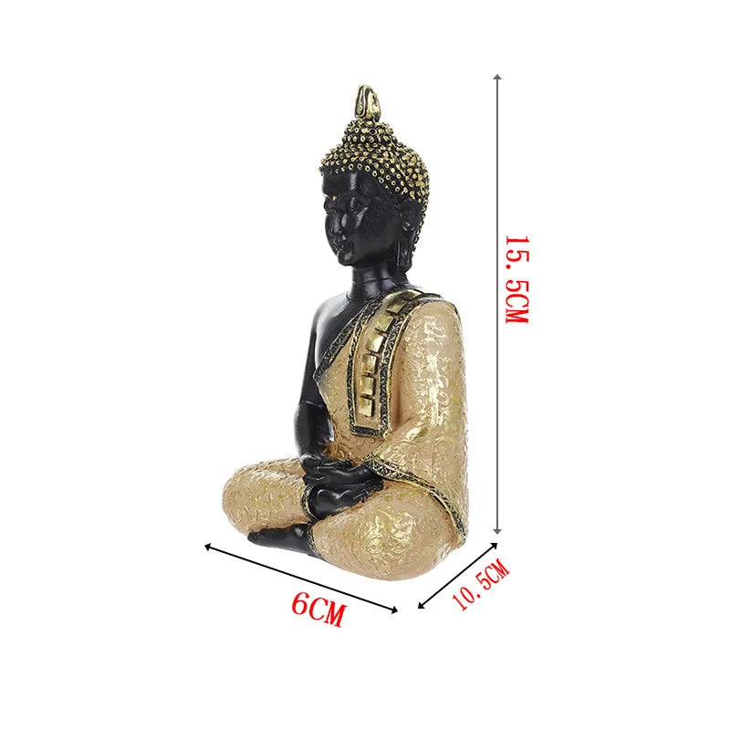Thai Buddha Figurine Sculpture Sitting Buddha Statue Home Office Decor Indoor Statue Ornament 15cm Feng Shui Ornaments Crafts