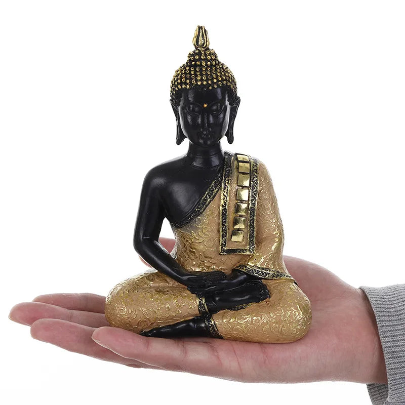 Thai Buddha Figurine Sculpture Sitting Buddha Statue Home Office Decor Indoor Statue Ornament 15cm Feng Shui Ornaments Crafts