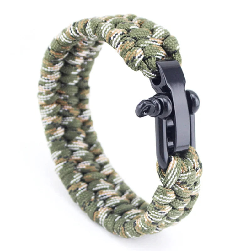 Outdoor Camping Paracord Survival Braided Rope Bracelet Men Black Stainless Steel Adjustable Clasp Pulsera Hombre - Premium  from Lizard Vigilante - Just $6.99! Shop now at Lizard Vigilante