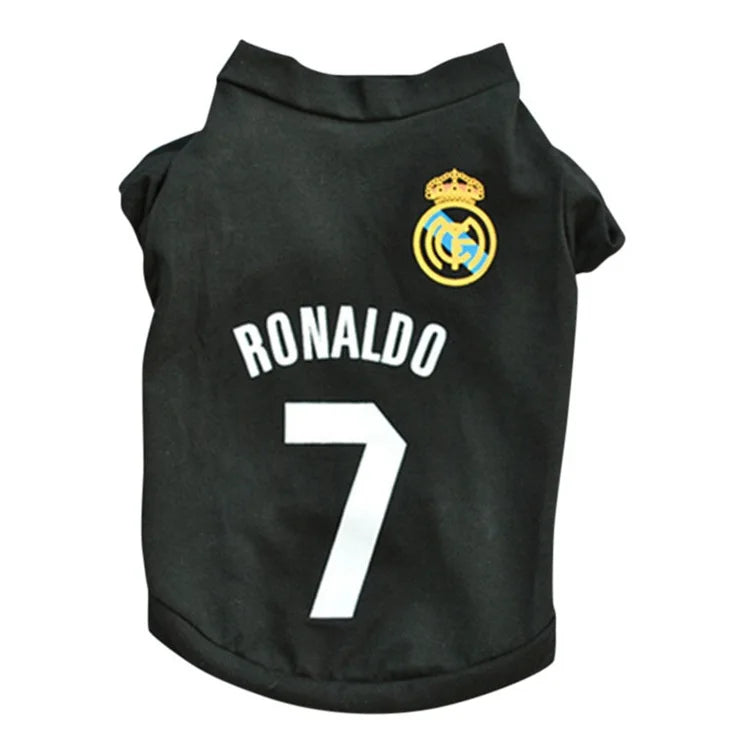 Cool Black Elastic Ronoldo Jersey Pet Dog Clothes Letter & Number Dog Shirt Number 85 And Number 7 Dog Sports Shirts