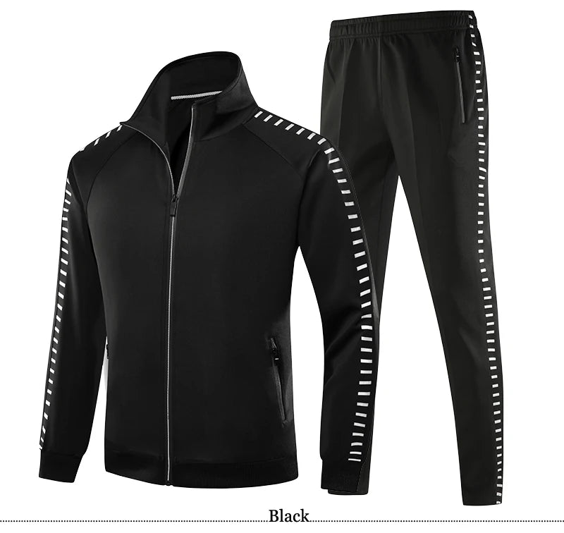 Winter Basketball Tracksuit Men Fashion Reflective Strip Hoodies+Pant Set Outdoor Gym Jogging SportSuit Running Sweatshirt Suits - Premium  from Lizard Vigilante - Just $87.99! Shop now at Lizard Vigilante