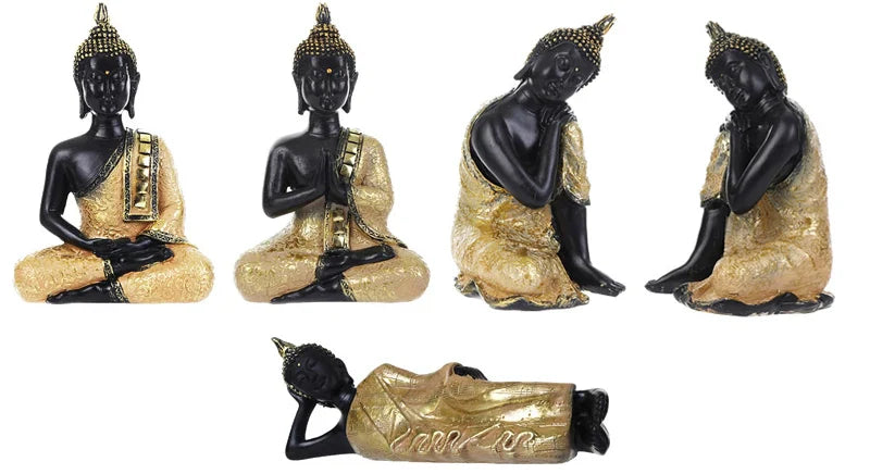 Thai Buddha Figurine Sculpture Sitting Buddha Statue Home Office Decor Indoor Statue Ornament 15cm Feng Shui Ornaments Crafts