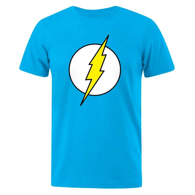 The BIG BANG Theory T Shirt The Lightning Print Flash T-Shirt For Men Cotton Oversized Clothing Casual Street Short Sleeved Funny Tees - Lizard Vigilante