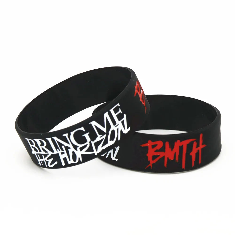 BMTH Bring Me The Horizon Metal Silicone Wristband - Wide Letter Band for Rock Fans - Premium bracelets from Lizard Vigilante - Just $18.99! Shop now at Lizard Vigilante