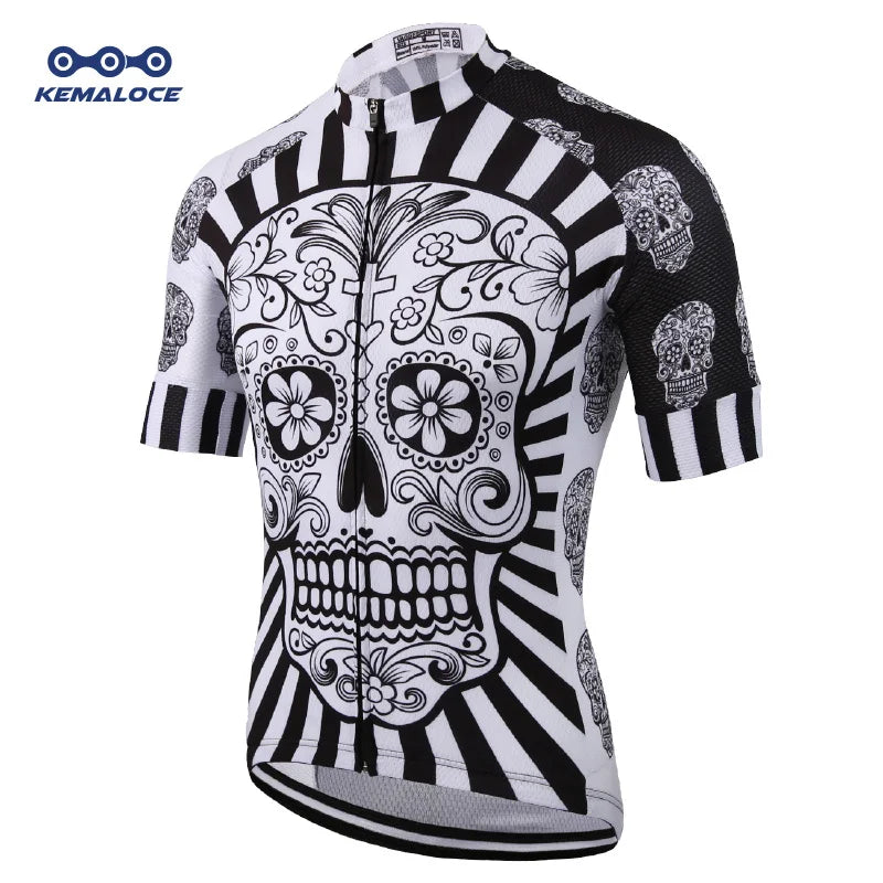 KEMALOCE Cycling Jersey Unique Red Skull Youth Pro Team Bike Sportswear Retro Novelty China Imported Men Bicycle Shirts - Premium jersey from Lizard Vigilante - Just $28.88! Shop now at Lizard Vigilante