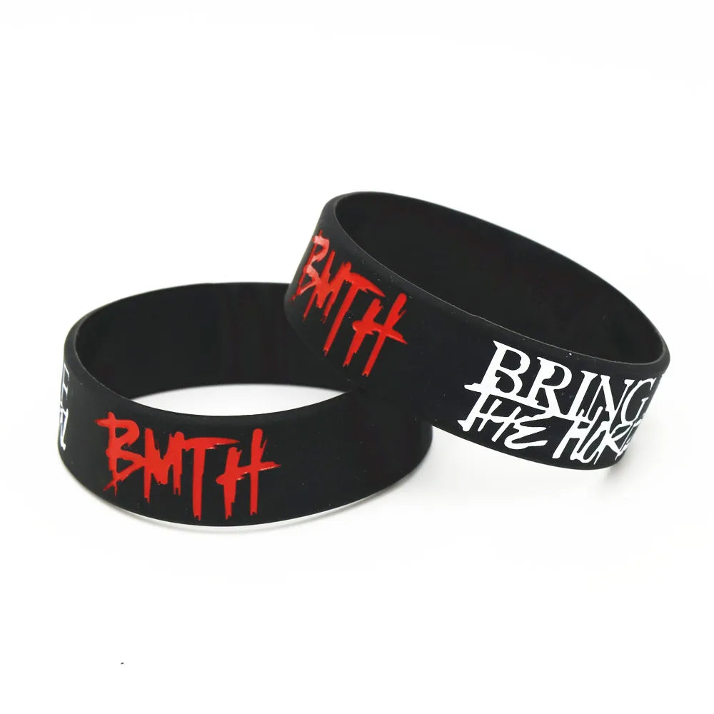 BMTH Bring Me The Horizon Metal Silicone Wristband - Wide Letter Band for Rock Fans - Premium bracelets from Lizard Vigilante - Just $18.99! Shop now at Lizard Vigilante