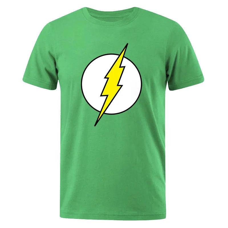 The BIG BANG Theory T Shirt The Lightning Print Flash T-Shirt For Men Cotton Oversized Clothing Casual Street Short Sleeved Funny Tees - Lizard Vigilante