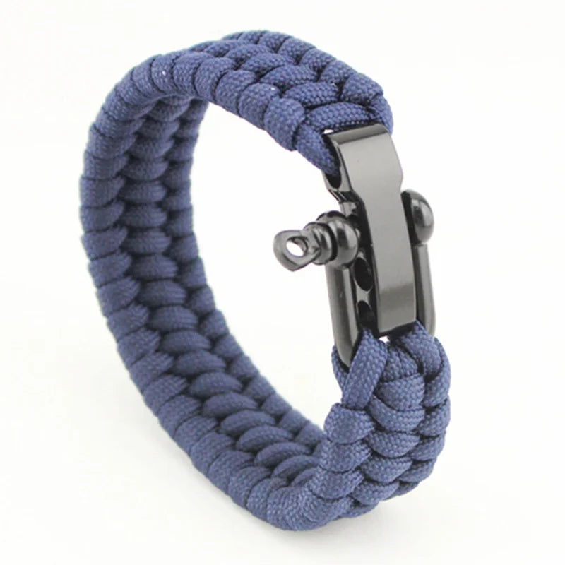 Outdoor Camping Paracord Survival Braided Rope Bracelet Men Black Stainless Steel Adjustable Clasp Pulsera Hombre - Premium  from Lizard Vigilante - Just $6.99! Shop now at Lizard Vigilante