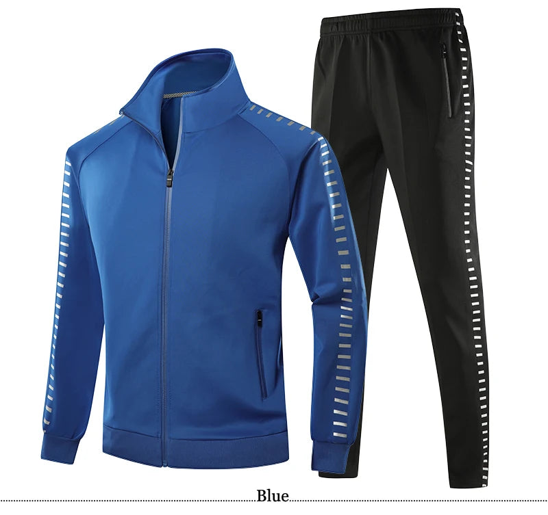 Winter Basketball Tracksuit Men Fashion Reflective Strip Hoodies+Pant Set Outdoor Gym Jogging SportSuit Running Sweatshirt Suits - Premium  from Lizard Vigilante - Just $87.99! Shop now at Lizard Vigilante