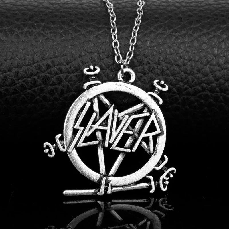 Slayer Show No Mercy Pentagram Band Logo Pendant Necklace Gothic Punk Heavy Metal Thrash Band Jewelry For Men Women Fans - Lizard Vigilante