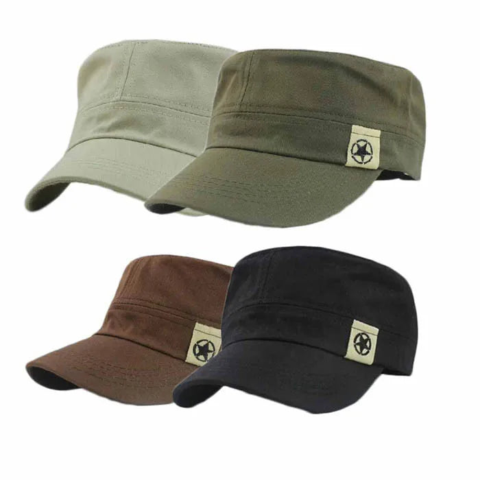 Classic Vintage Flat Top Military Hat - Unisex Baseball Cap - Premium baseball cap from Lizard Vigilante - Just $23.88! Shop now at Lizard Vigilante