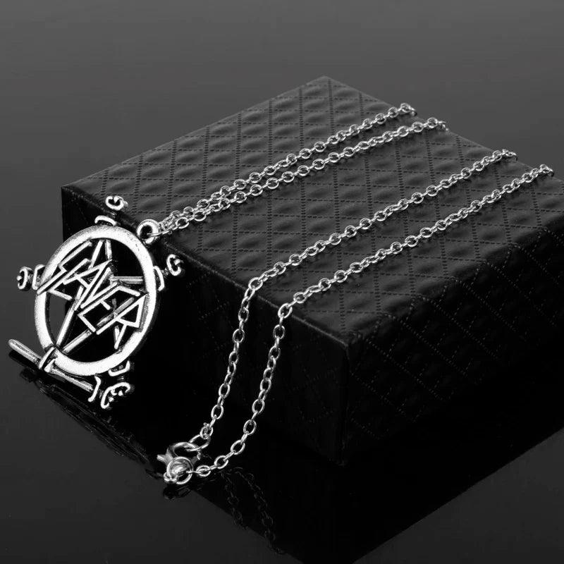 Slayer Show No Mercy Pentagram Band Logo Pendant Necklace Gothic Punk Heavy Metal Thrash Band Jewelry For Men Women Fans - Lizard Vigilante