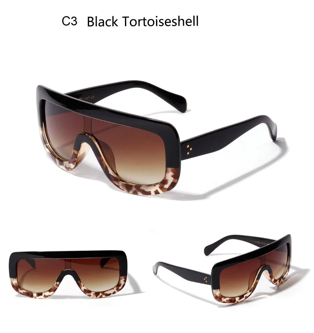 WHO CUTIE 2025 Oversized Sunglasses Women Brand Designer Shield Big Frame Flat Top Gradient Lens Sun Glasses Shades Lady OM87B - Premium  from Lizard Vigilante - Just $18.99! Shop now at Lizard Vigilante