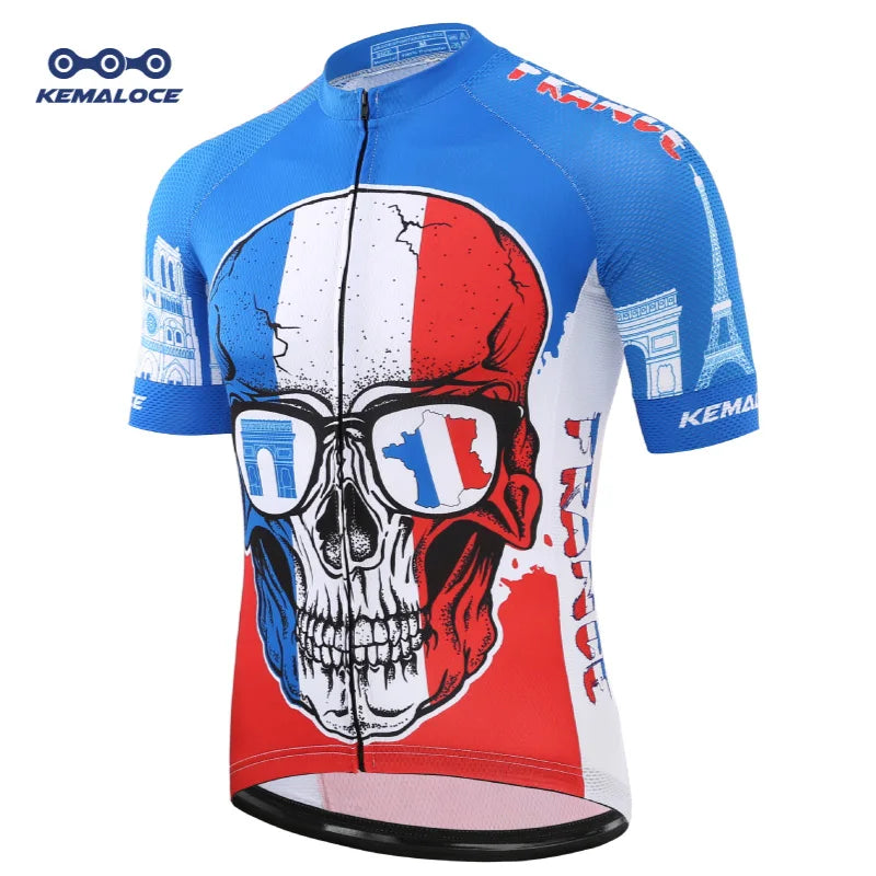 KEMALOCE Cycling Jersey Unique Red Skull Youth Pro Team Bike Sportswear Retro Novelty China Imported Men Bicycle Shirts - Premium jersey from Lizard Vigilante - Just $28.88! Shop now at Lizard Vigilante