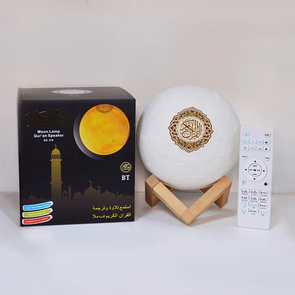 Quran Bluetooth Speakers Colorful Remote Control Small Moonlight LED Night Light Moon Lamp Moonlight Wireless Quran Speaker
