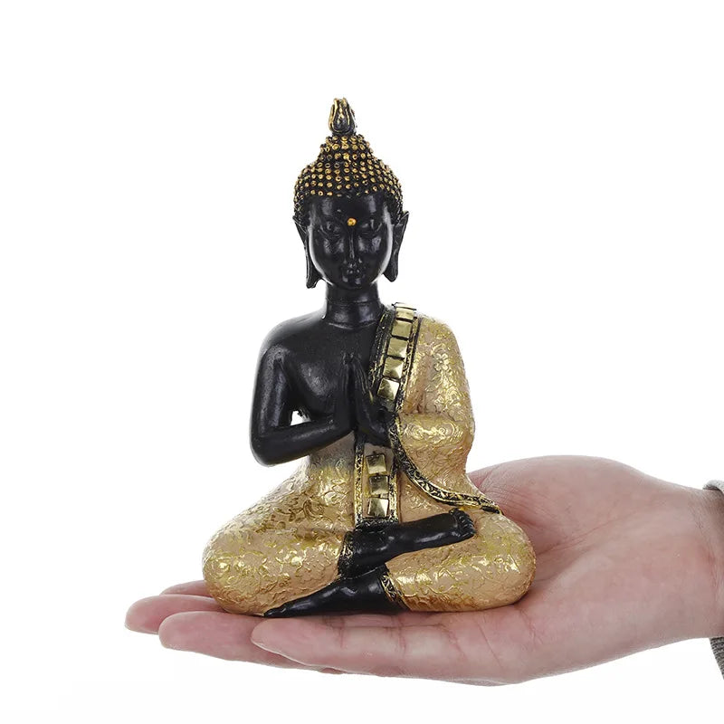 Thai Buddha Figurine Sculpture Sitting Buddha Statue Home Office Decor Indoor Statue Ornament 15cm Feng Shui Ornaments Crafts