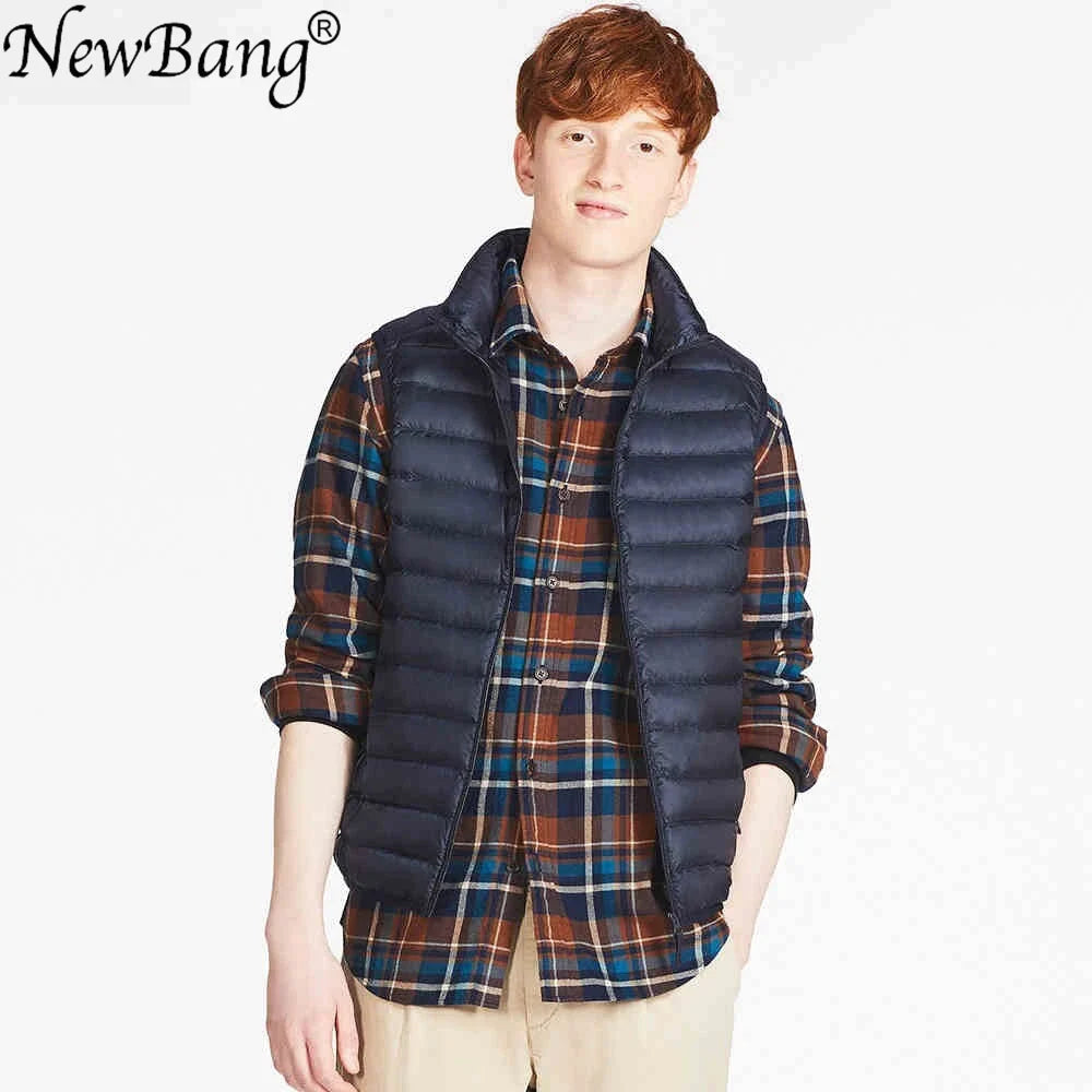 NewBang Men Sleeveless Warm Vest Ultra Light Down Vest Man Winter Solid Sleeveless Jacket Men's Lightweight Waterproof Vests