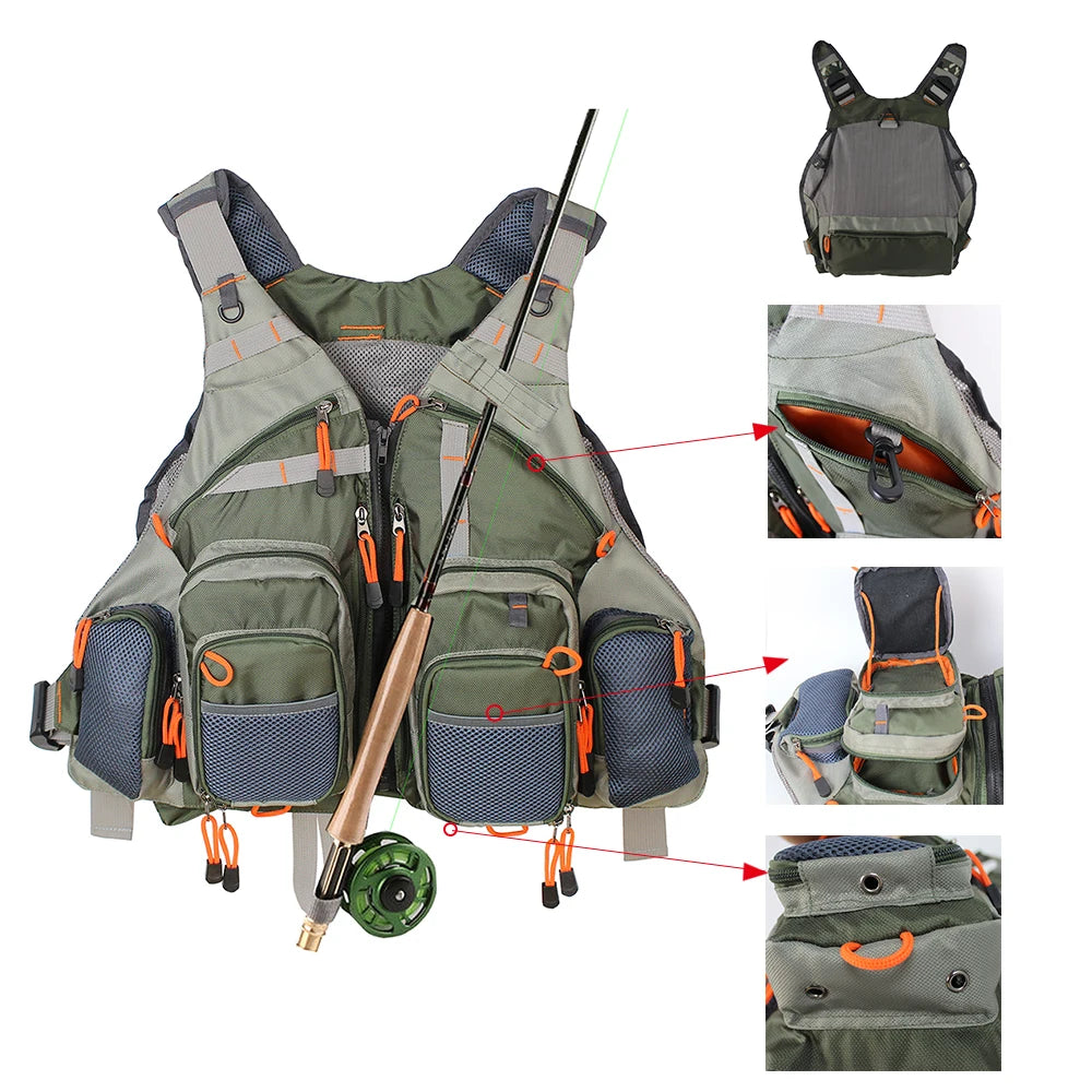 New Men's Adjustable Fly Fishing Vest  Outdoor Trout Packs Mesh Fishing Vest Tackle Bag Jacket Clothes - Premium  from Lizard Vigilante - Just $68.99! Shop now at Lizard Vigilante