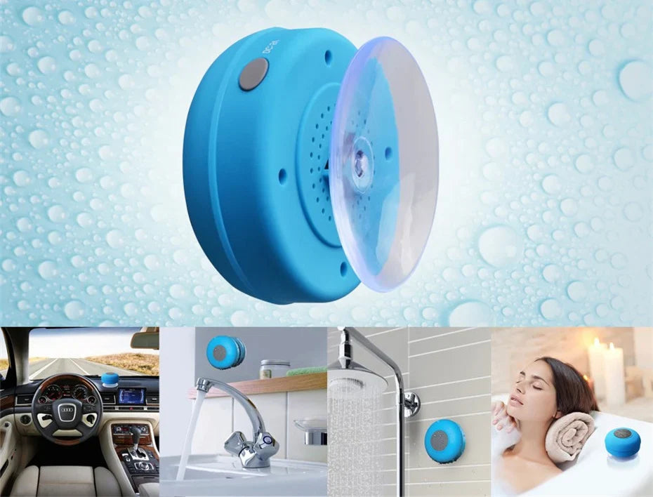 Mini Bluetooth Speaker Shower Subwoofer Waterproof Handsfree Loudspeaker With Suction Cup Mic For Bathroom Pool Beach Car Phone