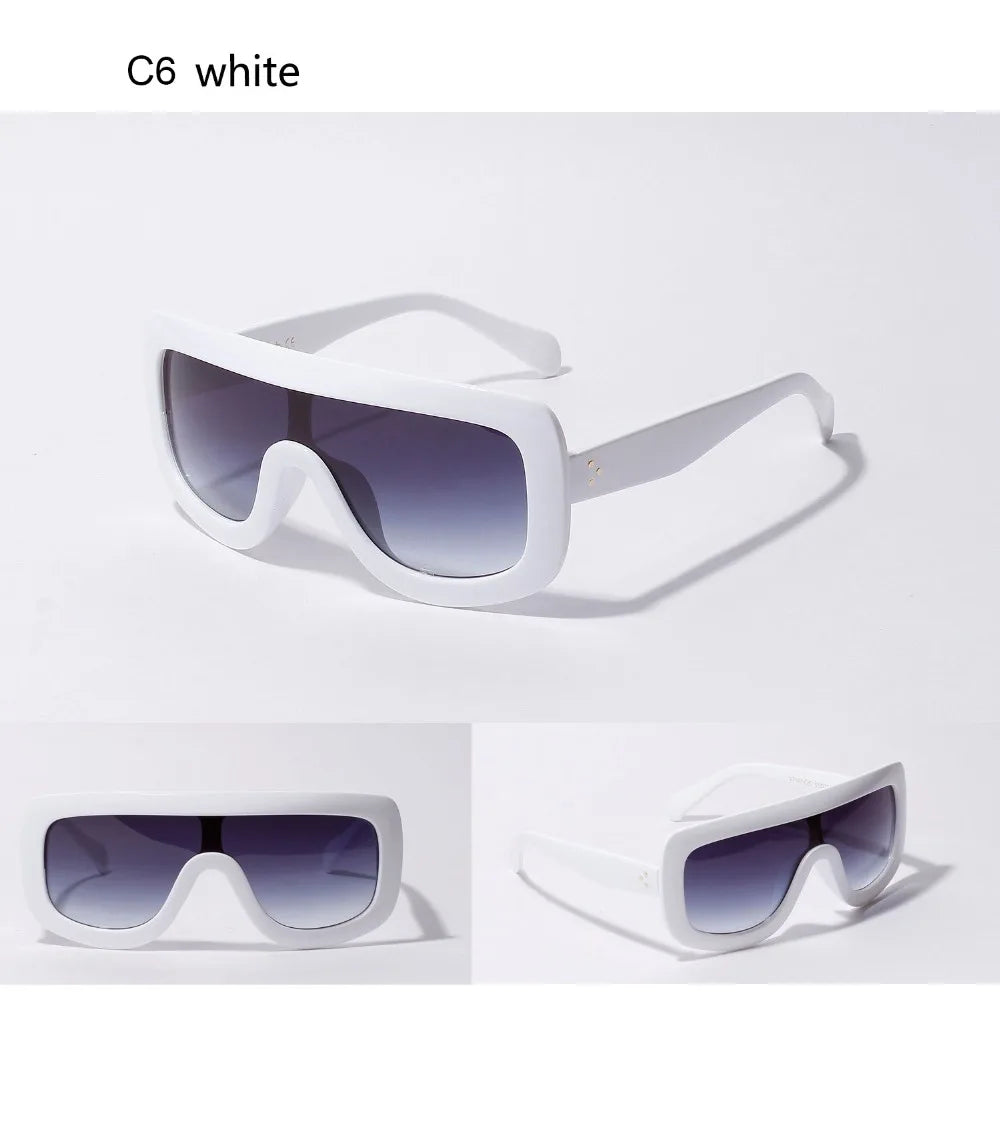 WHO CUTIE 2025 Oversized Sunglasses Women Brand Designer Shield Big Frame Flat Top Gradient Lens Sun Glasses Shades Lady OM87B - Premium  from Lizard Vigilante - Just $18.99! Shop now at Lizard Vigilante