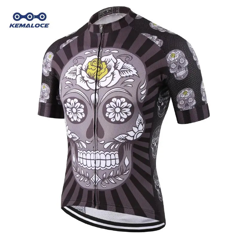 KEMALOCE Cycling Jersey Unique Red Skull Youth Pro Team Bike Sportswear Retro Novelty China Imported Men Bicycle Shirts - Premium jersey from Lizard Vigilante - Just $28.88! Shop now at Lizard Vigilante