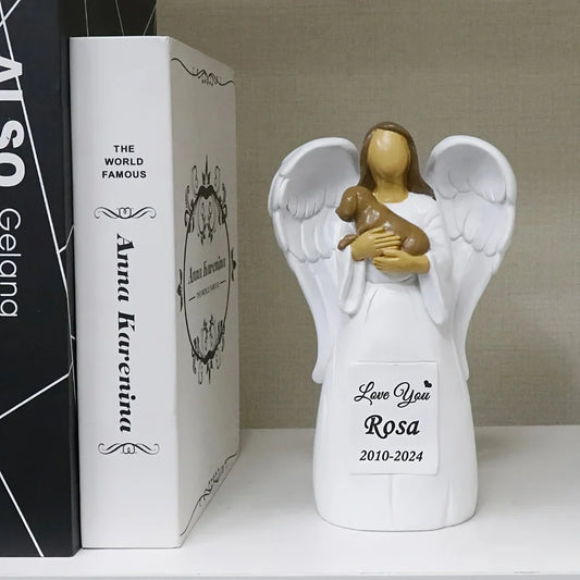 Resin Statue Decorations, Figurines, Resin Molds, Garden and Courtyard Art Sculpture Decorations for Angels Holding Dogs