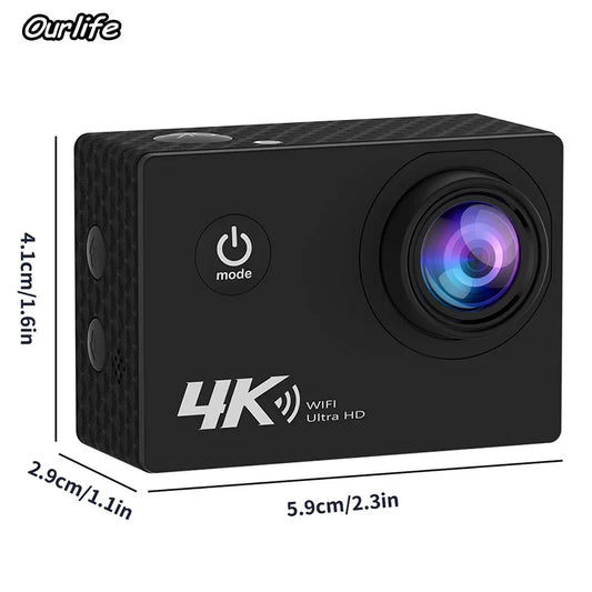 Real 4K 30fps waterproof action camera underwater 30 meters for swimming with 32GB memory card