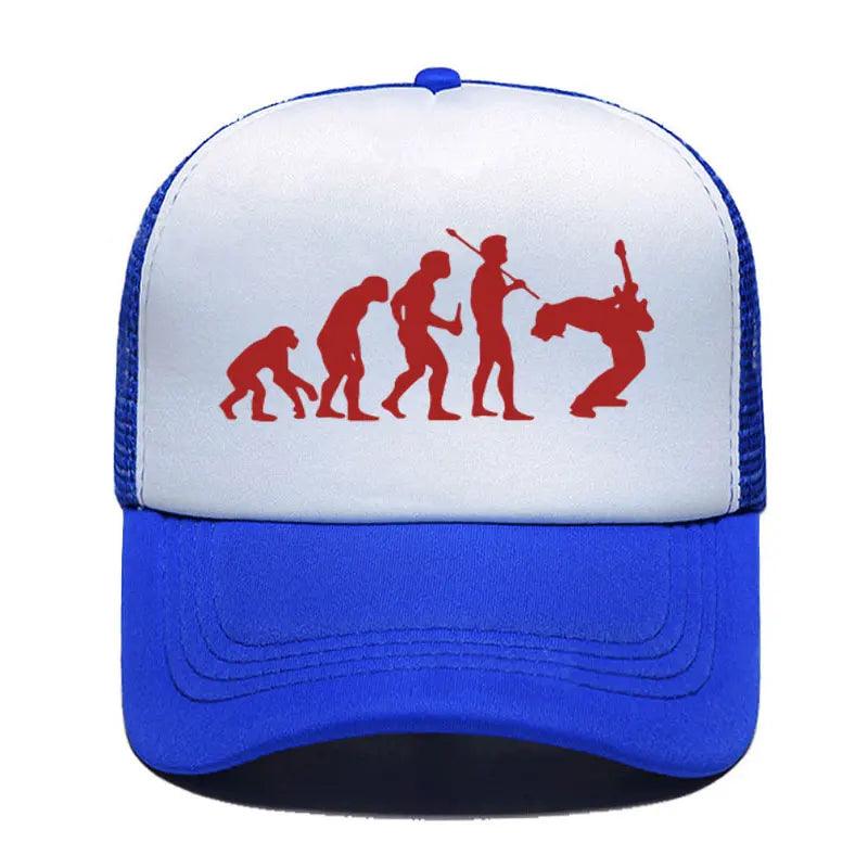 Funny Guitarist Baseball Cap Evolution Of a Music Rock Guitar Musician Band Metal Parent-child Hats Mesh Visor Outdoor Sun Hat - Lizard Vigilante