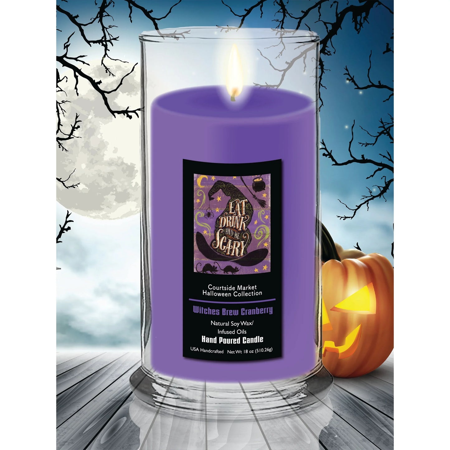 TD Courtside Market Custom Scented Candle Fright Night II Status Glass for Spa or Valentine's Day Handmade Wax Product