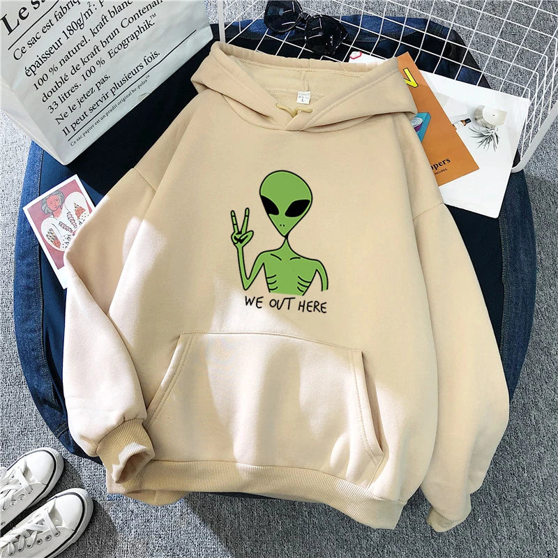 New Green Alien Sweatshirts Cute Cartoon Streetwear Women Hoodie Girls Winter Fashion Funny TopsPullover Loose - Premium hoodie from Lizard Vigilante - Just $32.99! Shop now at Lizard Vigilante